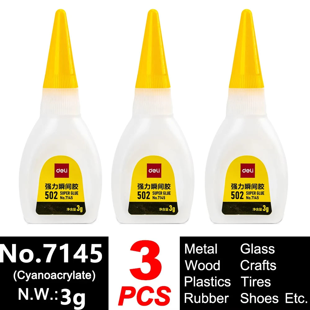Deli 502 Super Glue – Instant Strong Adhesive for Plastic, Metal, Wood & More (3g–50g)