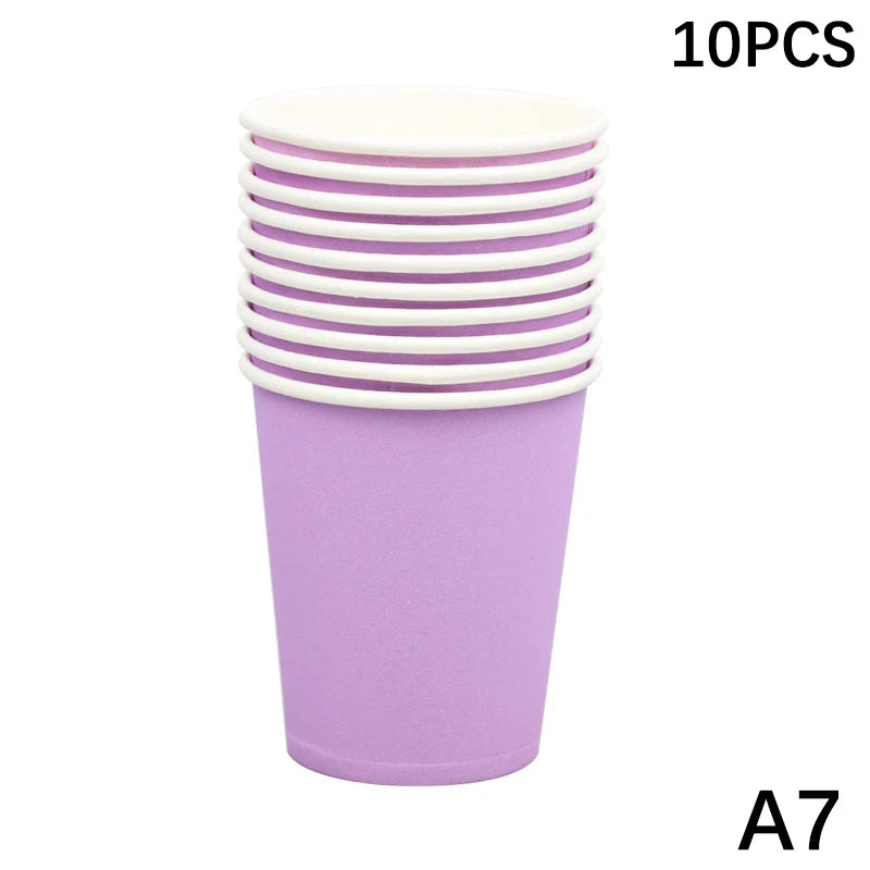 Disposable Paper Cups 9oz – Thick, Colorful & Heat-Resistant, Pack of 10 for Parties & Events