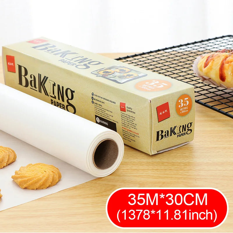Non-Stick Parchment Baking Paper – Food Grade Silicone Oil Paper for Oven, BBQ & Steamer, 5m to 35m