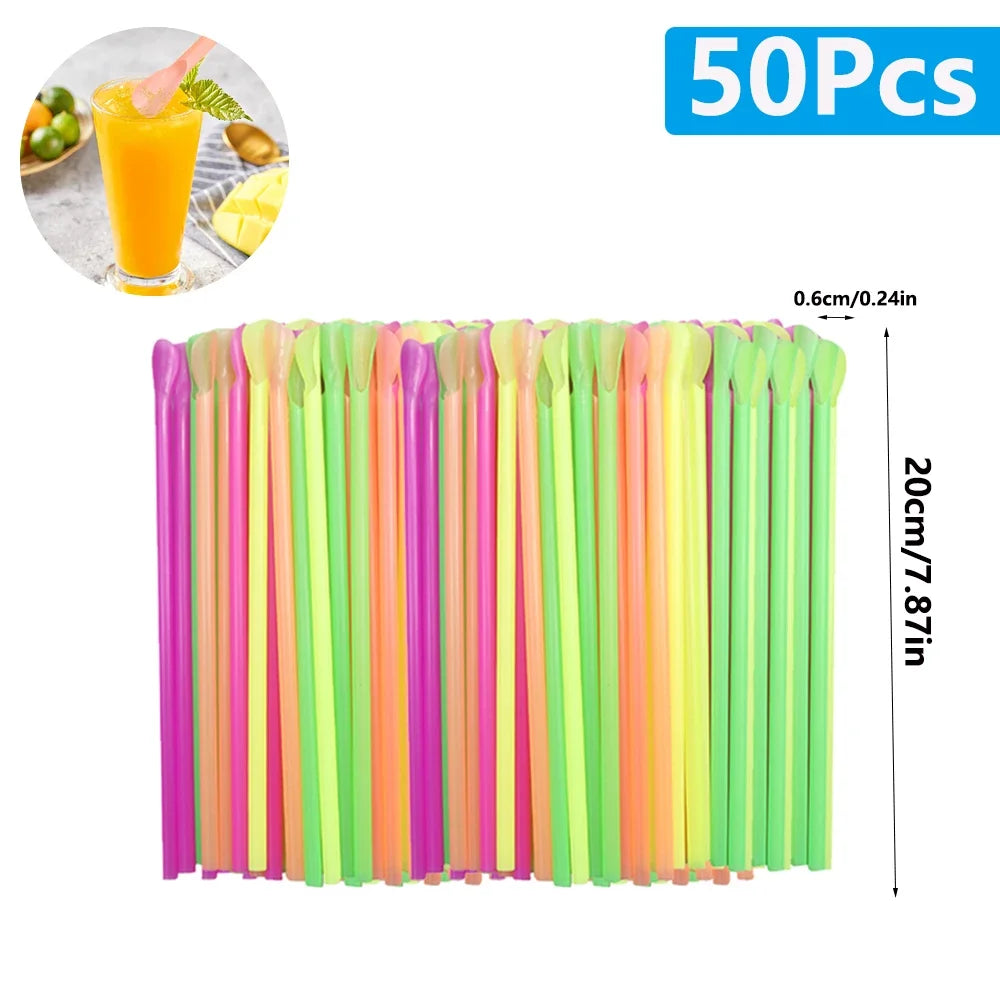 Colorful Spoon Straws – Perfect for Milkshakes, Smoothies & Party Drinks