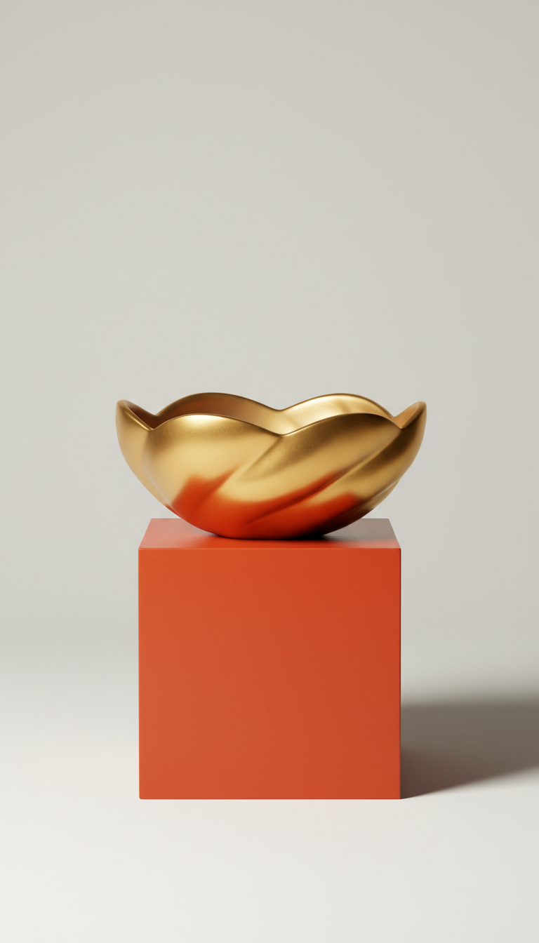 Sculpted gold accent bowl with hammered texture