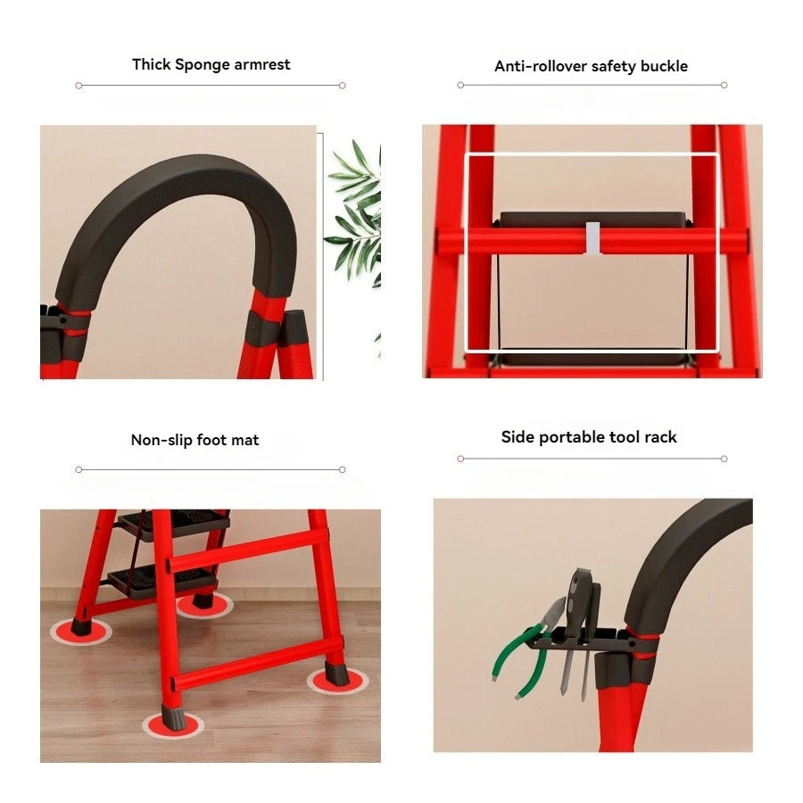 Heavy-Duty Folding Step Ladder – Anti-Slip Portable Multi-Purpose Climbing Ladder (3–6 Steps)