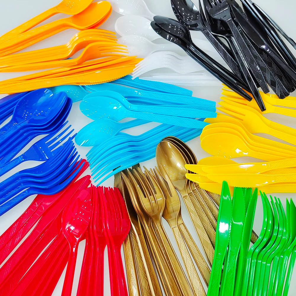 Disposable Cutlery Set – Colorful Knife, Fork & Spoon for Parties, Weddings & Events