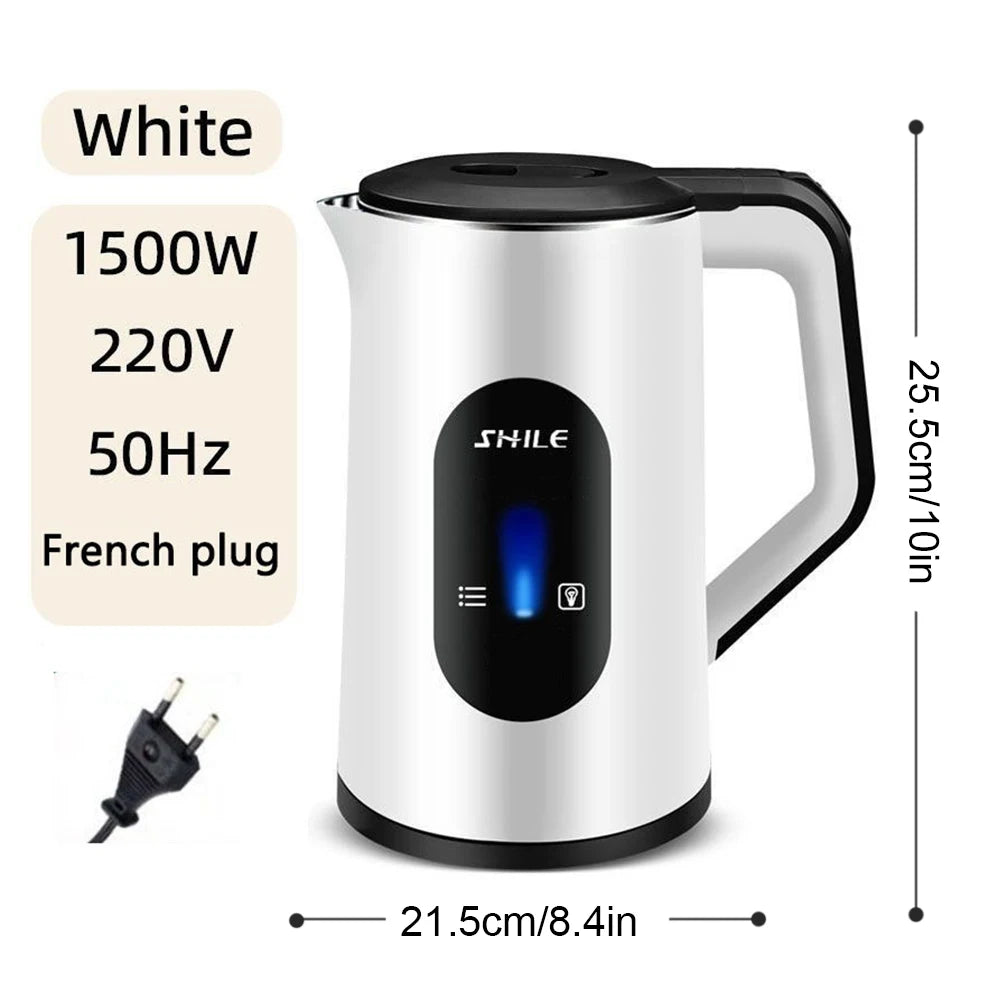 2.2L Stainless Steel Electric Kettle – 1500W Fast Boil, Auto Shut-Off, 360° Cordless Base