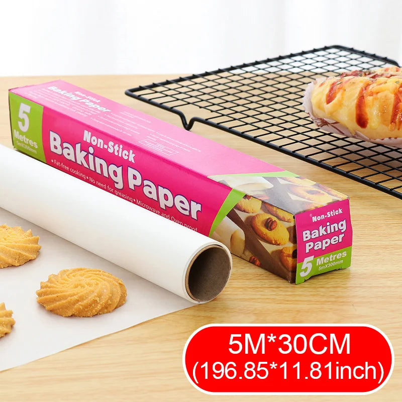 Non-Stick Parchment Baking Paper – Food Grade Silicone Oil Paper for Oven, BBQ & Steamer, 5m to 35m