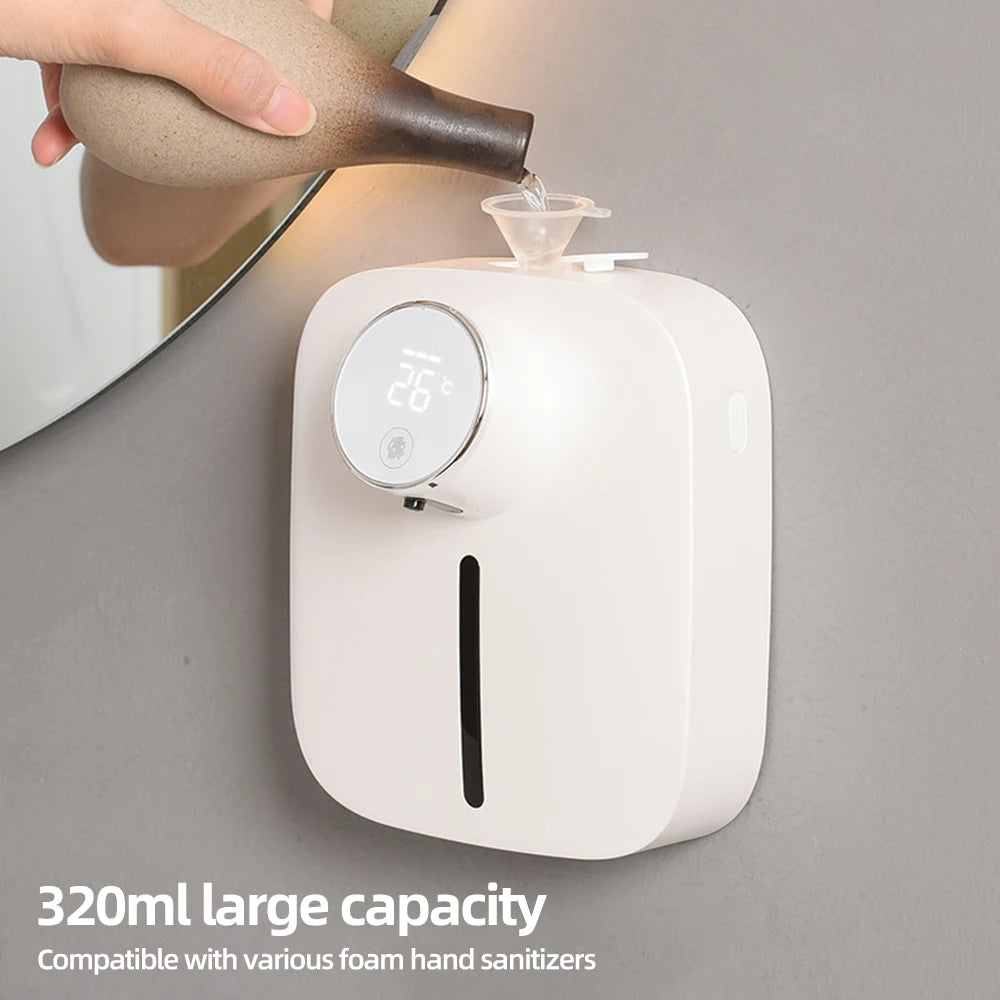 Wall-mounted Dispenser Soap USB Digital Temperature Household Hotel Automatic Soap Foam Dispenser Kitchen Accessories