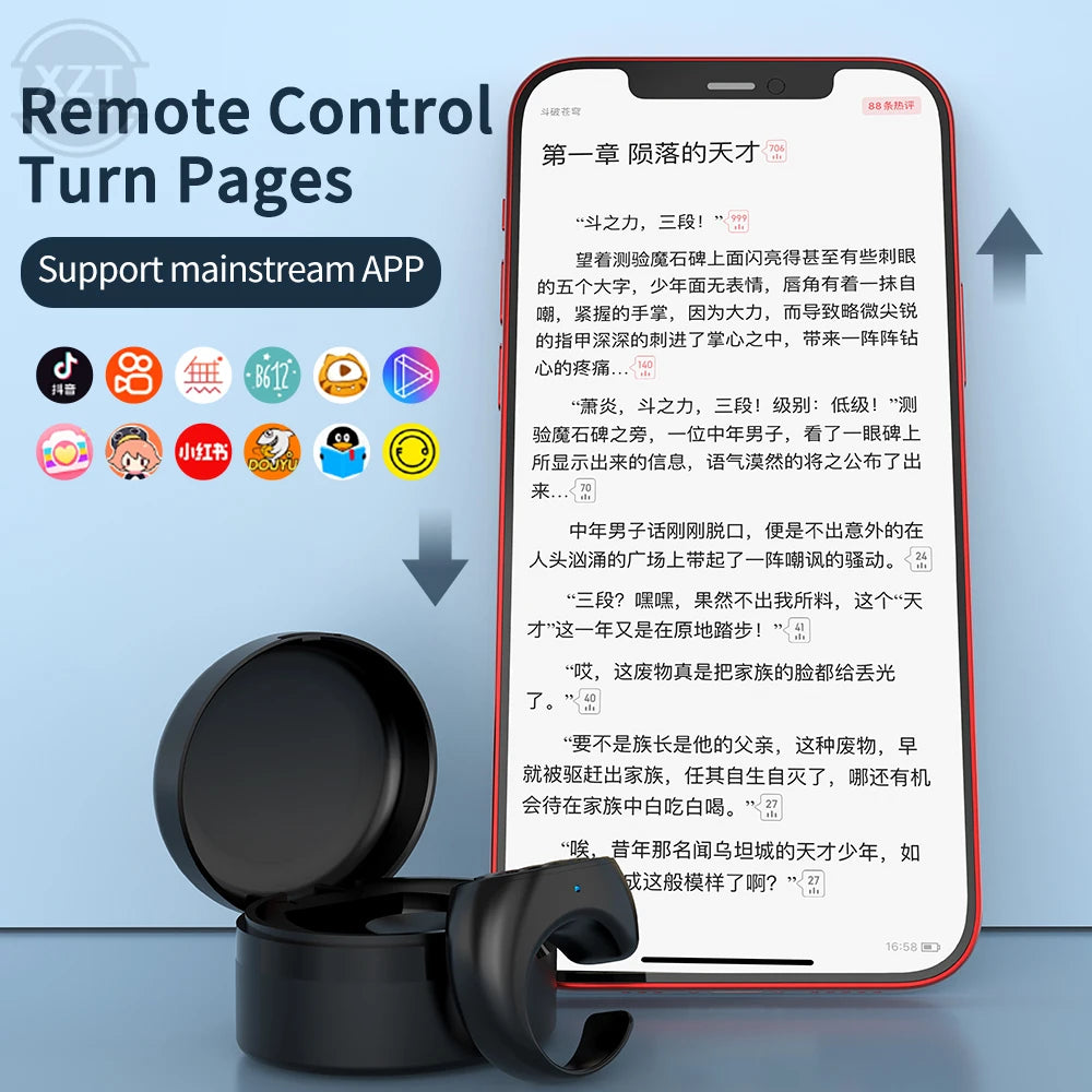 Bluetooth Selfie Remote Ring – Wireless Camera Shutter & TikTok Scroll Controller for iPhone & Android