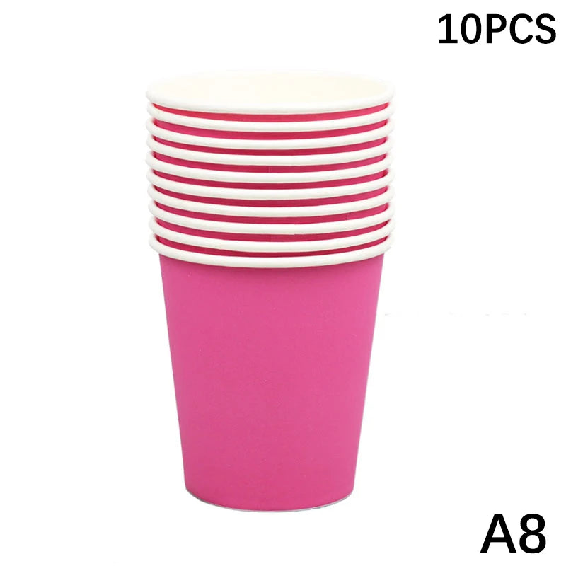 Disposable Paper Cups 9oz – Thick, Colorful & Heat-Resistant, Pack of 10 for Parties & Events