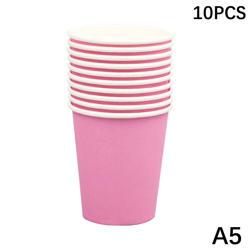 Disposable Paper Cups 9oz – Thick, Colorful & Heat-Resistant, Pack of 10 for Parties & Events