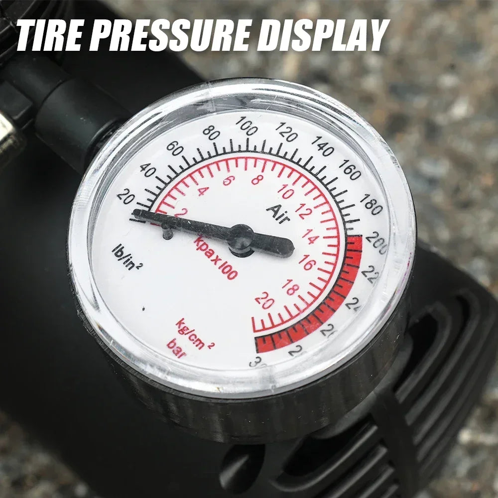 DC 12V 300PSI Portable Car Air Pump, Compact Tire Inflator with Pressure Gauge for Cars, Bikes & Sports Balls