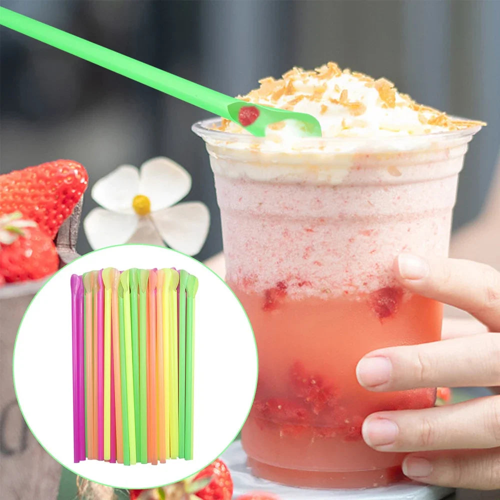 Colorful Spoon Straws – Perfect for Milkshakes, Smoothies & Party Drinks