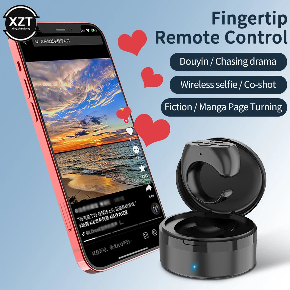 Bluetooth Selfie Remote Ring – Wireless Camera Shutter & TikTok Scroll Controller for iPhone & Android