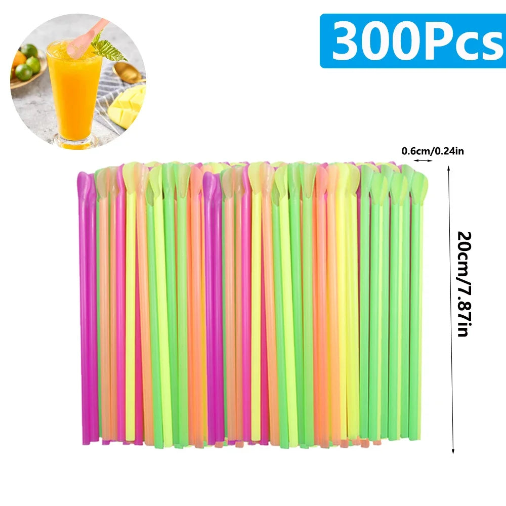 Colorful Spoon Straws – Perfect for Milkshakes, Smoothies & Party Drinks