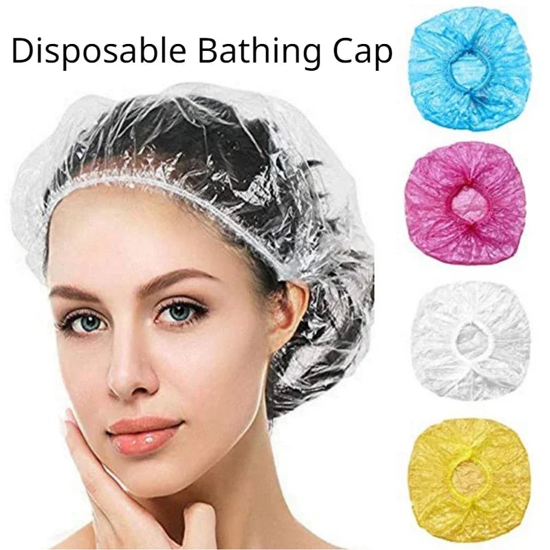 Disposable Shower Caps – Waterproof & Transparent, Pack of 50 or 100