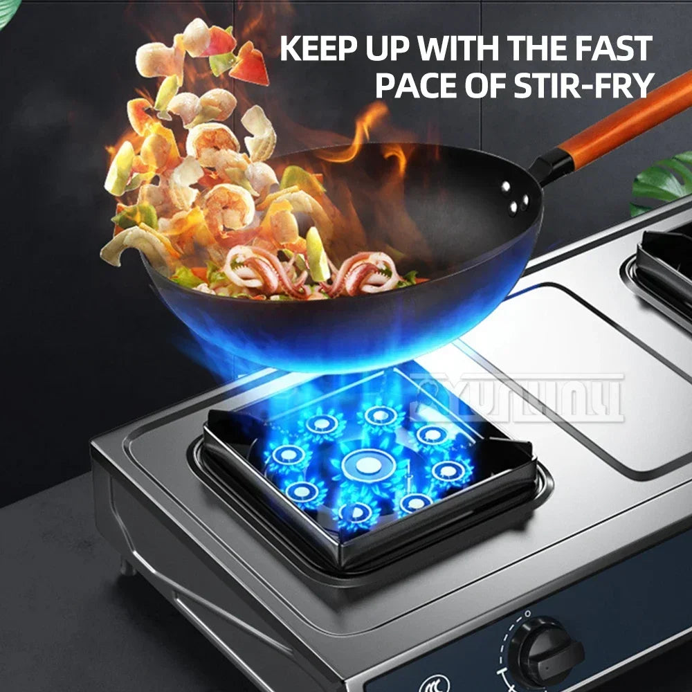 Double Burner Gas Stove – Stainless Steel High-Power Cooktop for Home Kitchen (Natural & LPG Gas)
