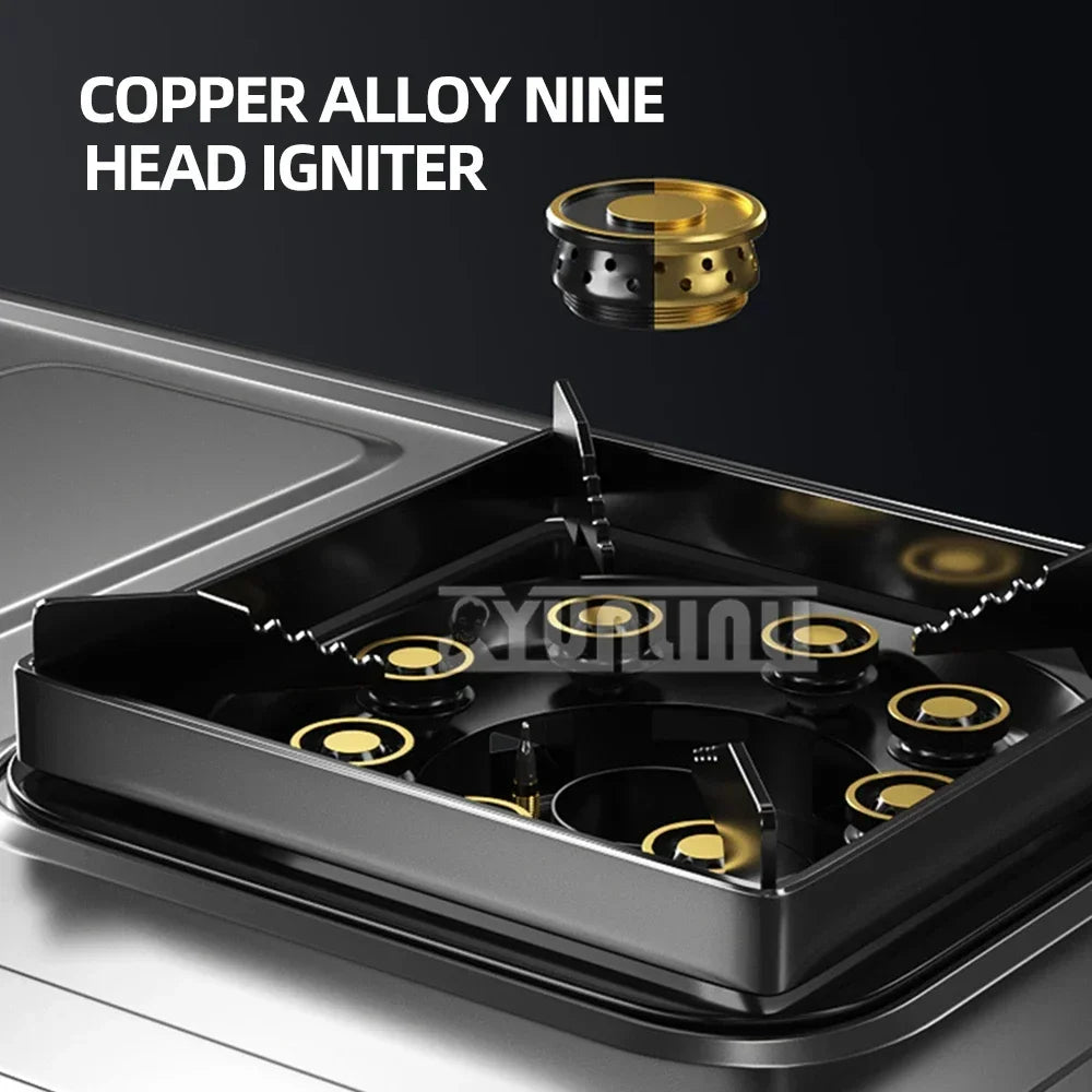 Double Burner Gas Stove – Stainless Steel High-Power Cooktop for Home Kitchen (Natural & LPG Gas)