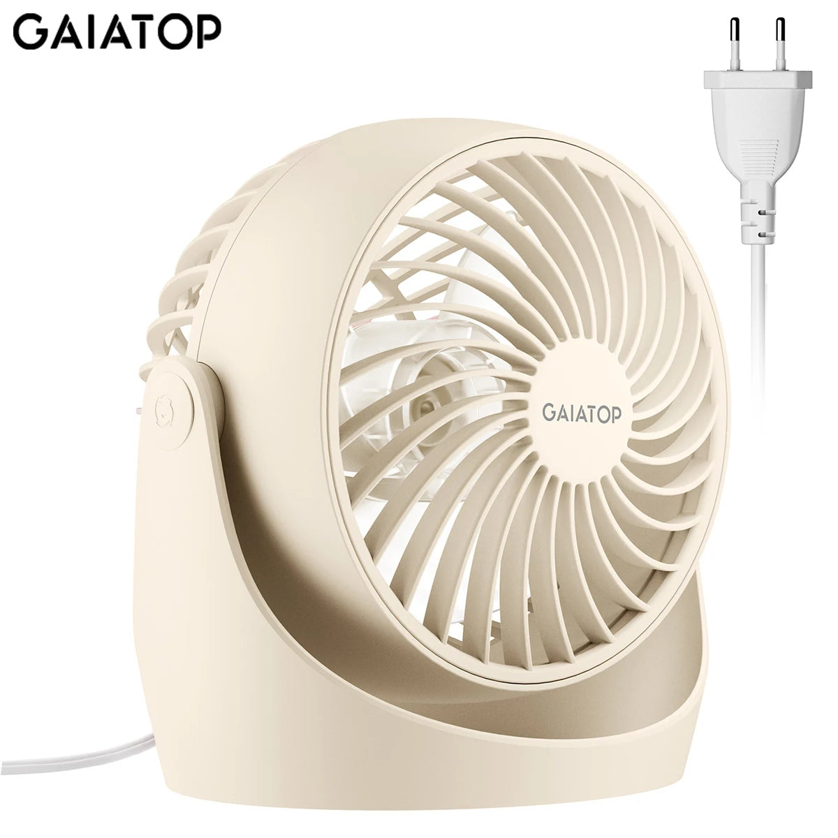 Gaiatop 5-Inch Portable Desk Fan – 360° Adjustable, 3 Speeds, Air Circulator for Home & Dorm