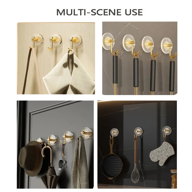 2/4/8/10PCS Acrylic Hanging Hook Adhesive Wall Sticker Hooks Towel Coat Key Hangers Bathroom Kitchen Storage Accessories
