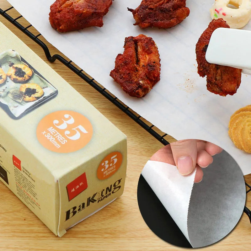 Non-Stick Parchment Baking Paper – Food Grade Silicone Oil Paper for Oven, BBQ & Steamer, 5m to 35m