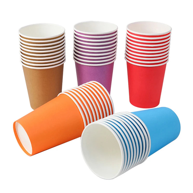 Disposable Paper Cups 9oz – Thick, Colorful & Heat-Resistant, Pack of 10 for Parties & Events