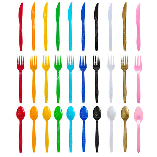 Disposable Cutlery Set – Colorful Knife, Fork & Spoon for Parties, Weddings & Events