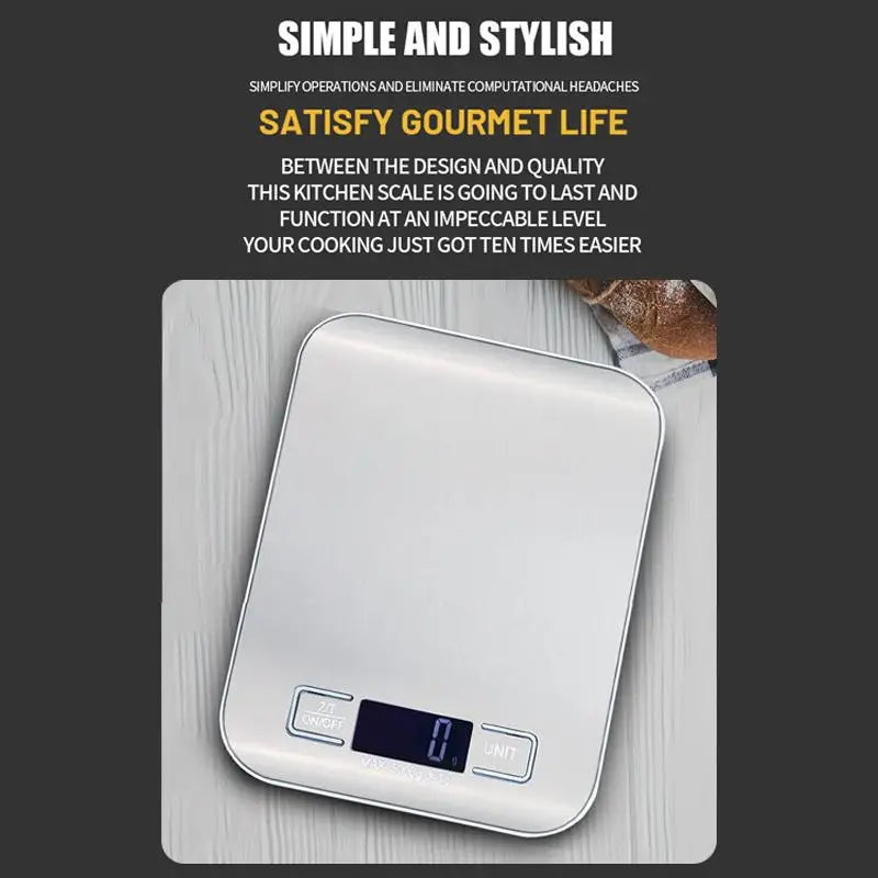 NEW!Digital Kitchen Scale LED Display Stainless Steel Panel Electronic Scales Home Jewelry Food Snacks Weighing Baking Tools