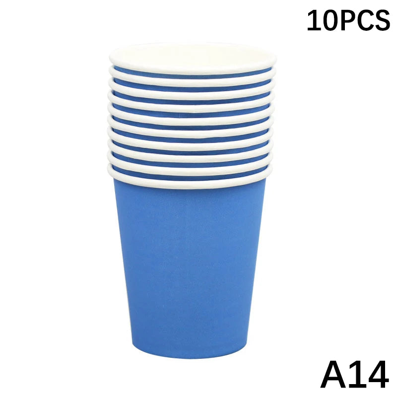 Disposable Paper Cups 9oz – Thick, Colorful & Heat-Resistant, Pack of 10 for Parties & Events