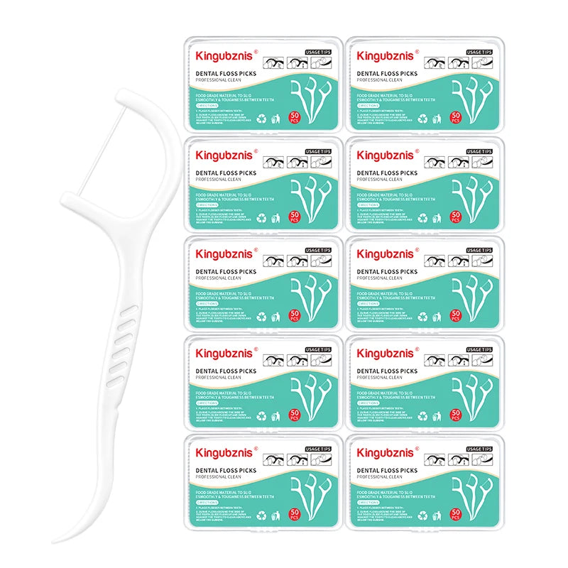 Minty Dental Floss Picks – Flavored Floss Sticks for Clean Teeth & Fresh Breath, 50 or 500 pcs