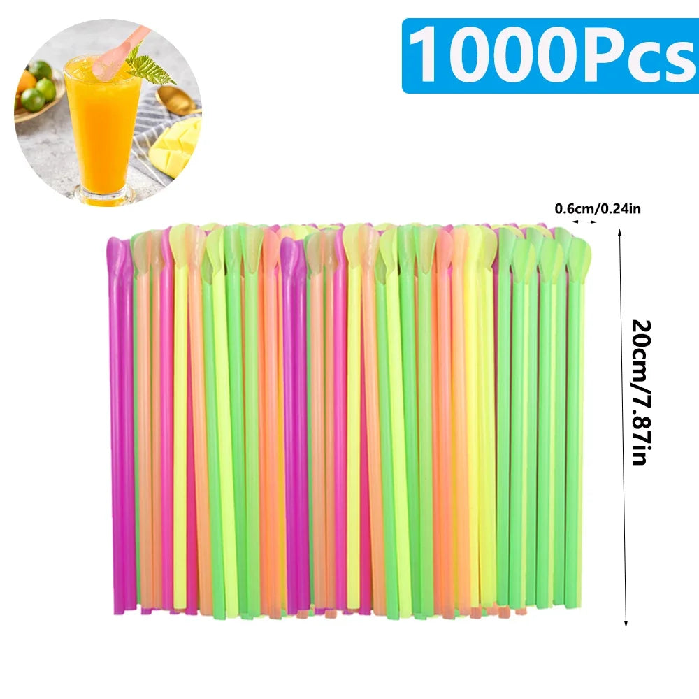 Colorful Spoon Straws – Perfect for Milkshakes, Smoothies & Party Drinks