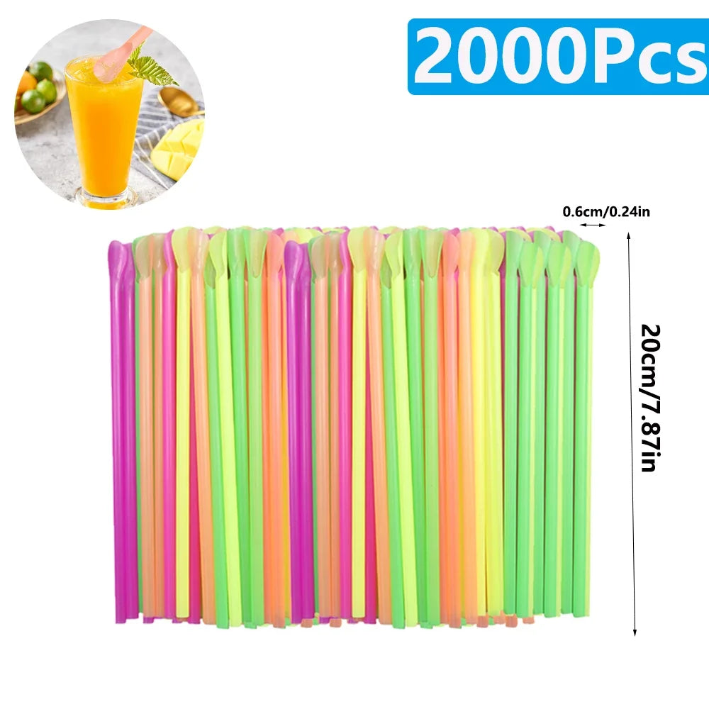 Colorful Spoon Straws – Perfect for Milkshakes, Smoothies & Party Drinks