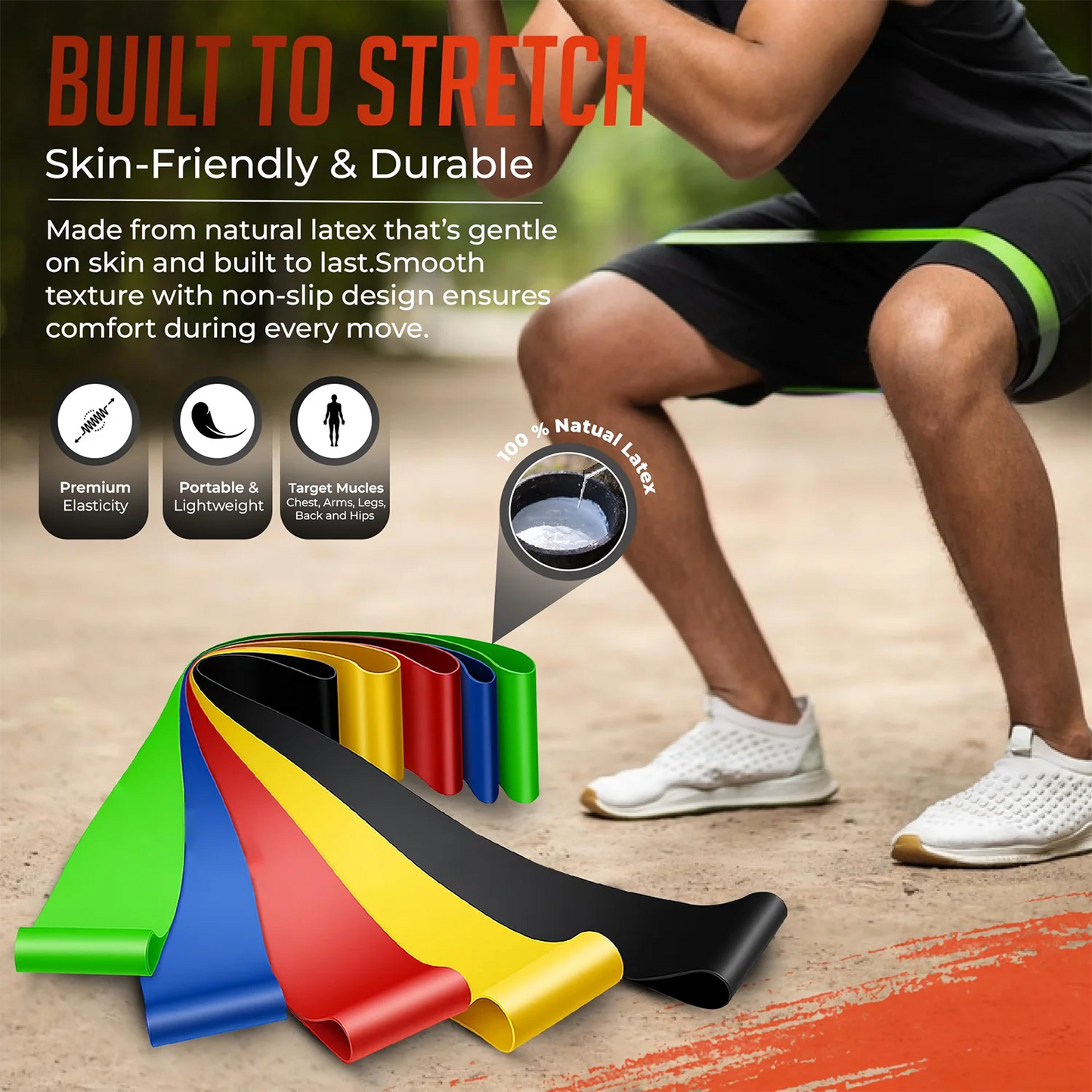 TPE Resistance Bands Set – 5 Levels for Strength Training, Yoga & Home Workouts