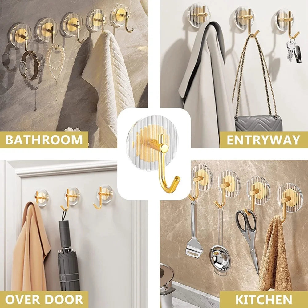 2/4/8/10PCS Acrylic Hanging Hook Adhesive Wall Sticker Hooks Towel Coat Key Hangers Bathroom Kitchen Storage Accessories