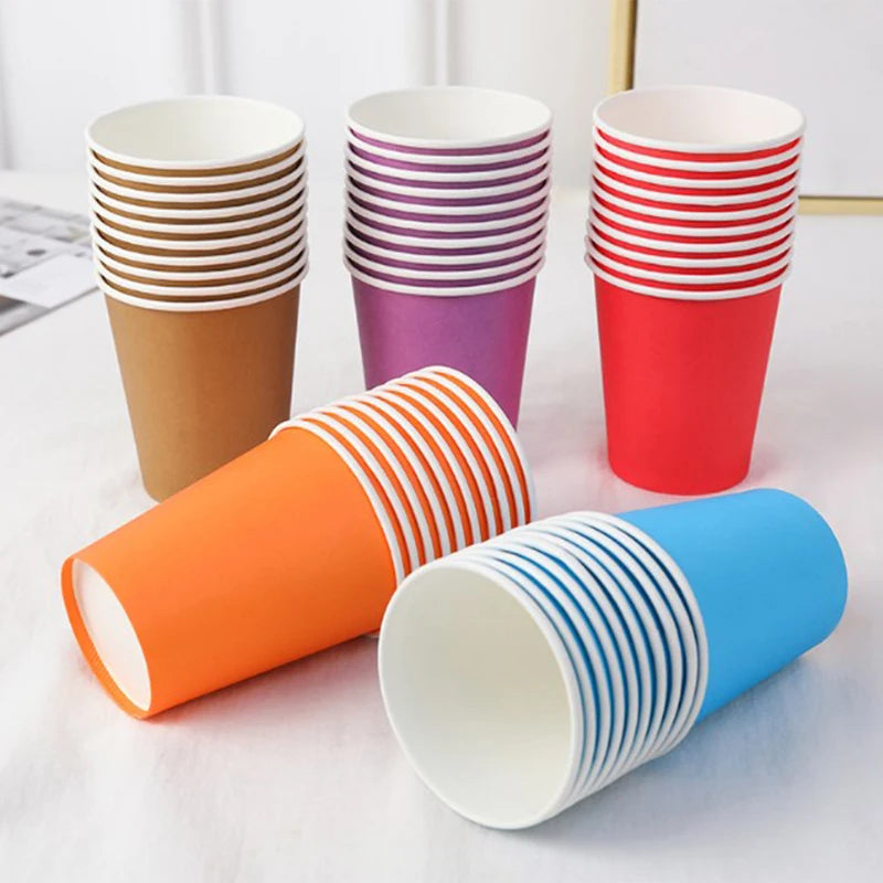 Disposable Paper Cups 9oz – Thick, Colorful & Heat-Resistant, Pack of 10 for Parties & Events