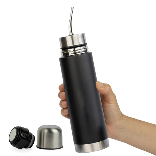 2-in-1 Yerba Mate Thermal Bottle with Built-in Bombilla – Stainless Steel, 24hr Insulation