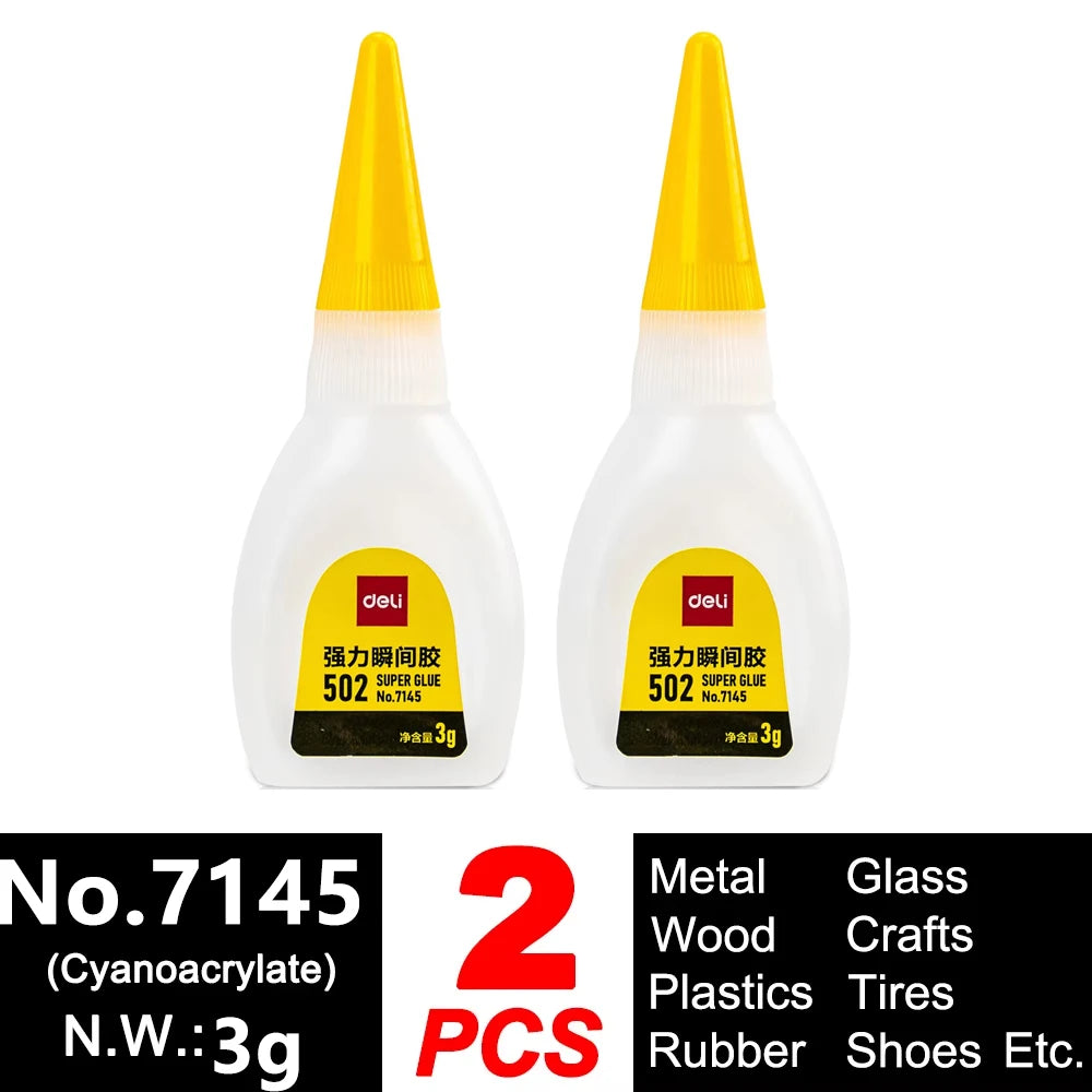 Deli 502 Super Glue – Instant Strong Adhesive for Plastic, Metal, Wood & More (3g–50g)