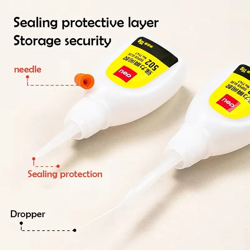 Deli 502 Super Glue – Instant Strong Adhesive for Plastic, Metal, Wood & More (3g–50g)
