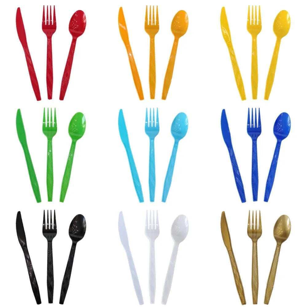Disposable Cutlery Set – Colorful Knife, Fork & Spoon for Parties, Weddings & Events