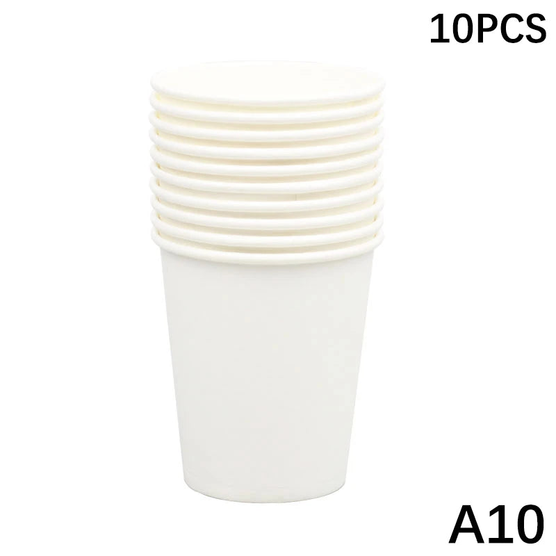 Disposable Paper Cups 9oz – Thick, Colorful & Heat-Resistant, Pack of 10 for Parties & Events