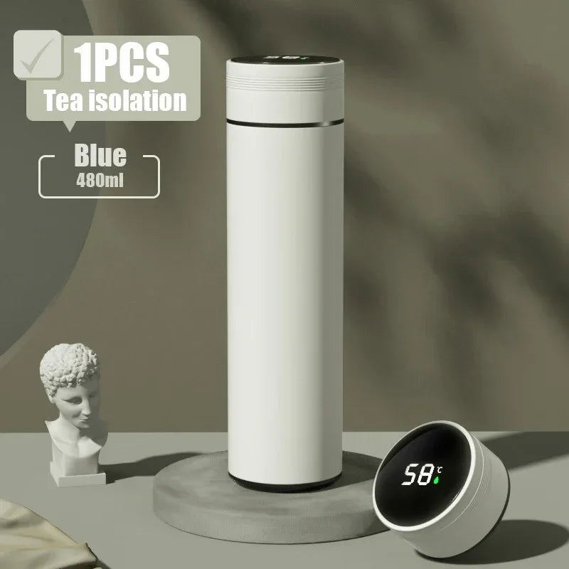 480ml Smart Thermos Cup 304 Stainless Steel Smart Temperature Display Waterproof Double-wall Vacuum Thermos Cup