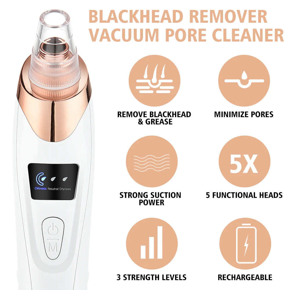 Facial Blackhead Remover Electric Acne Cleaner Blackhead Black Point Vacuum Cleaner Tool Black Spots Pore Cleaner Machine