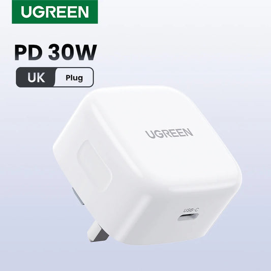 UGREEN USB-C PD Fast Charger – 25W/30W/40W Wall Adapter for iPhone, Samsung & iPad (UK Plug)