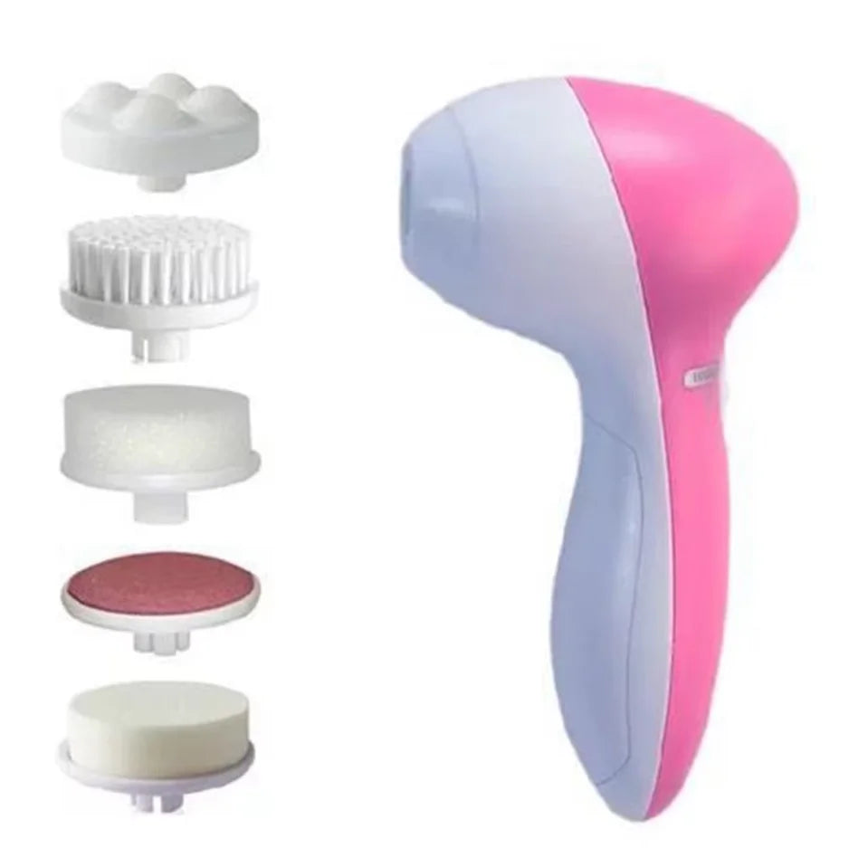 2026 Electric Facial Cleaner 5 IN 1 Face Cleansing Brush Wash Machine Spa Skin Care Massager  Battery-powered（Without battery）