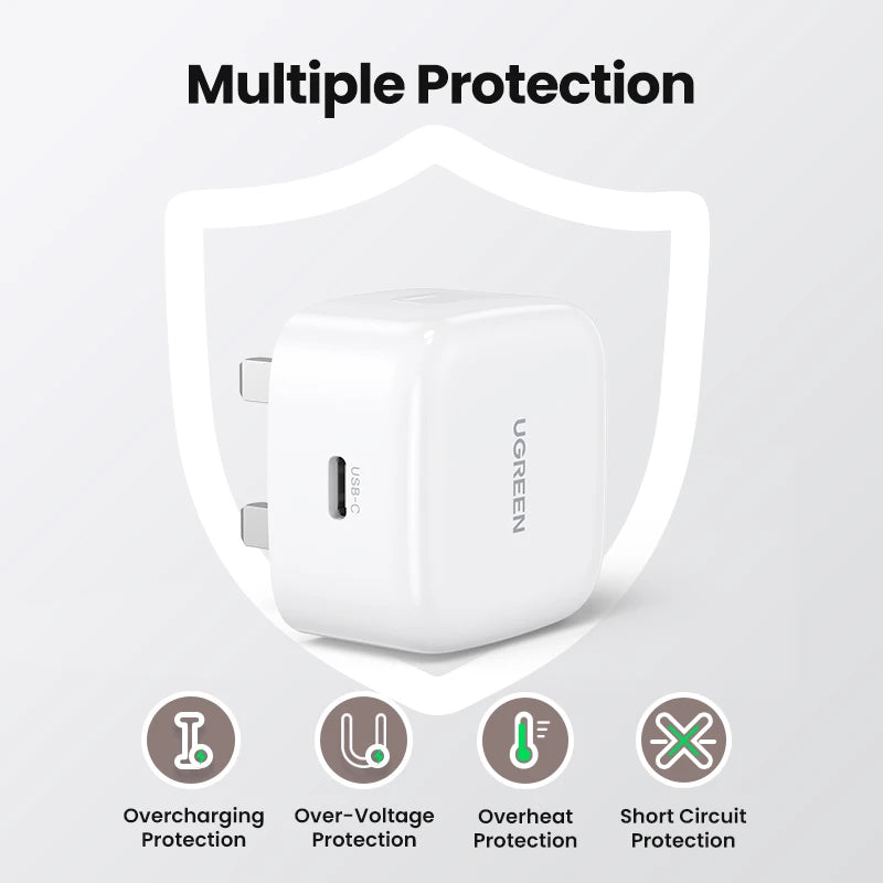 UGREEN USB-C PD Fast Charger – 25W/30W/40W Wall Adapter for iPhone, Samsung & iPad (UK Plug)