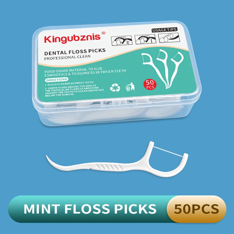 Minty Dental Floss Picks – Flavored Floss Sticks for Clean Teeth & Fresh Breath, 50 or 500 pcs