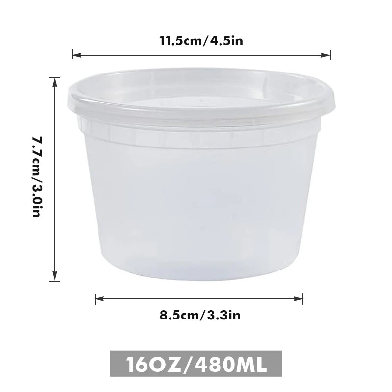 16oz Disposable Food Containers with Lids – Leakproof, Microwave & Freezer Safe, Pack of 10 or 25