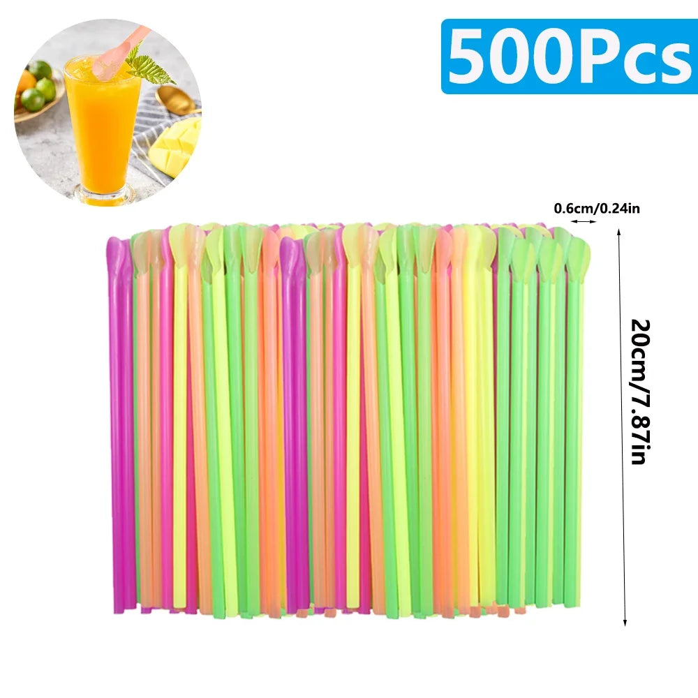 Colorful Spoon Straws – Perfect for Milkshakes, Smoothies & Party Drinks