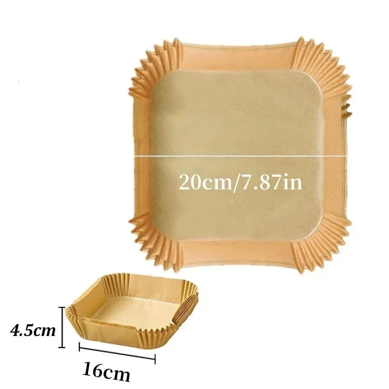 Disposable Air Fryer Paper Liners – Non-Stick, Oil-Proof, Square & Round, 30 or 50 pcs