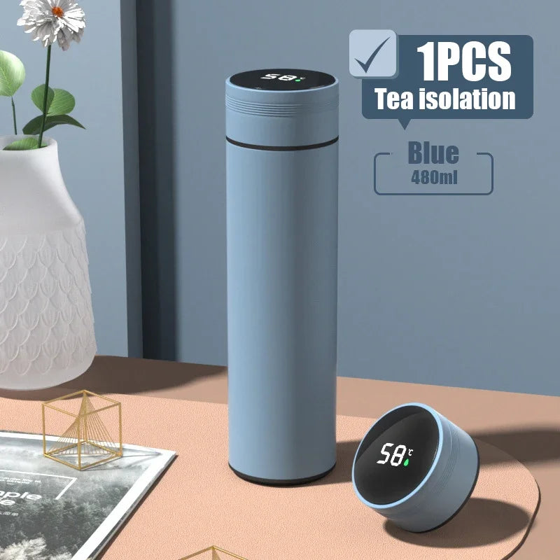 480ml Smart Thermos Cup 304 Stainless Steel Smart Temperature Display Waterproof Double-wall Vacuum Thermos Cup
