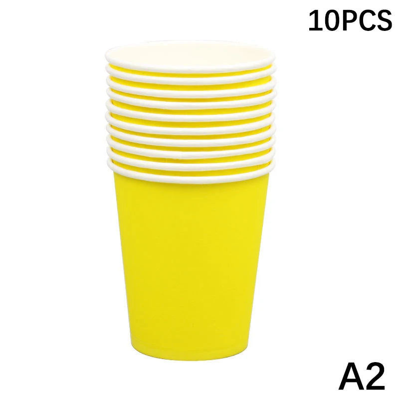 Disposable Paper Cups 9oz – Thick, Colorful & Heat-Resistant, Pack of 10 for Parties & Events