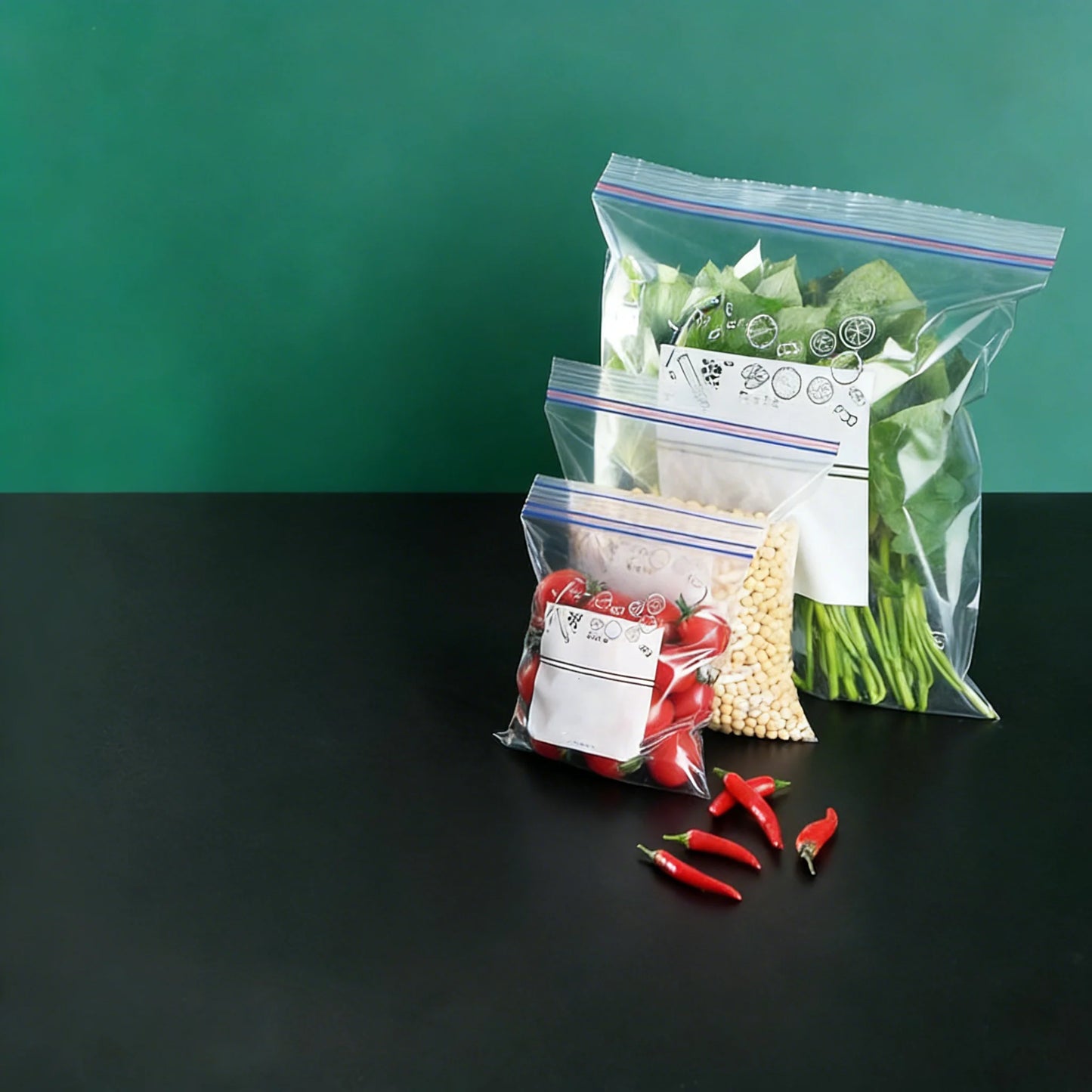 Sealed Food Storage Bags – PE Ziplock Bags for Vegetables, Fruits & Fridge Organization